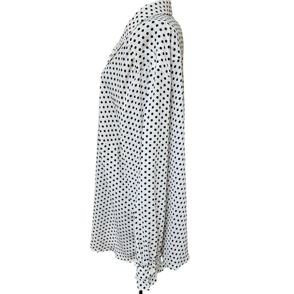 Who What Wear Blouse Womens Size 3X Polka Dot Button Front Black White NWT - Picture 5 of 10